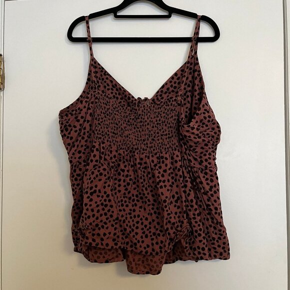 Old Navy Size 3x Brown Polka Dot Tank Top - Picture 3 of 5